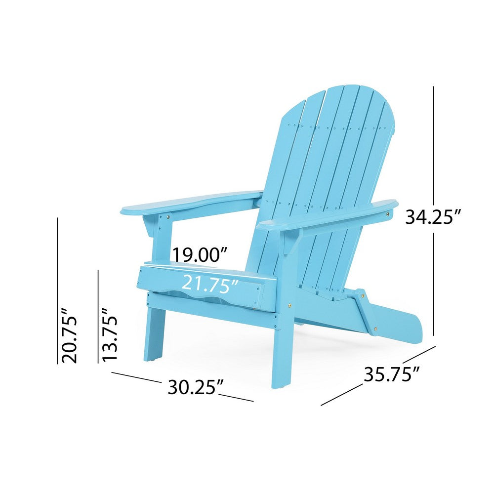 Outdoor Adirondack Chair, Slatted Back, Blue Foldable Wood Frame -BM335263