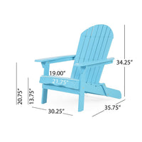 Outdoor Adirondack Chair, Slatted Back, Blue Foldable Wood Frame -BM335263