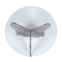Accent Table w 17 Inch Glass Top, Butterfly Wing Nickel Aluminum Base -BM335264