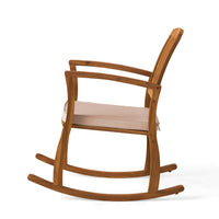 Bang Outdoor Rocking Chair w Cushion, Slatted Back, Brown Acacia Wood -BM335267