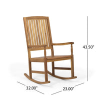 Fred Outdoor Rocking Chair, Slatted Back Design, Brown Acacia Wood -BM335268