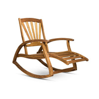 Rizz Outdoor Reclining Rocking Chair, Retractable Footrest, Brown Wood -BM335269