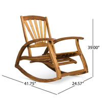 Rizz Outdoor Reclining Rocking Chair, Retractable Footrest, Brown Wood -BM335269