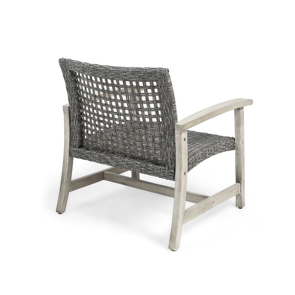 Bops Outdoor Club Chair Set of 2, Graywash Acacia Wood, Gray Wicker -BM335271