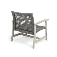 Bops Outdoor Club Chair Set of 2, Graywash Acacia Wood, Gray Wicker -BM335271
