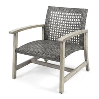 Bops Outdoor Club Chair Set of 2, Graywash Acacia Wood, Gray Wicker -BM335271