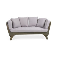 Flex Outdoor Daybed, 65 Inch, Acacia Wood, Gray Polyester Cushions -BM335273