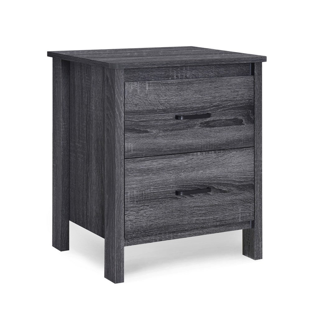 Nightstand Dresser, 2 Storage Drawers, 23 Inch, Modern Dark Gray -BM335277