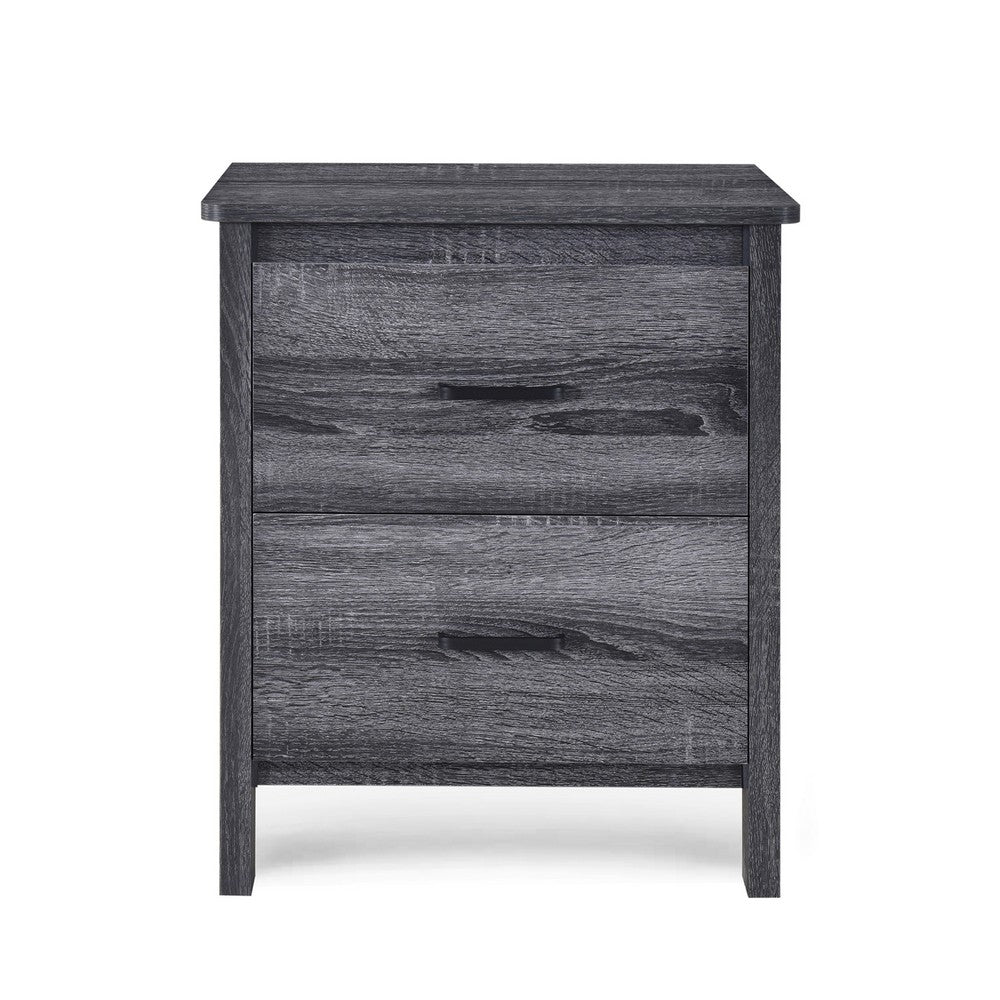Nightstand Dresser, 2 Storage Drawers, 23 Inch, Modern Dark Gray -BM335277