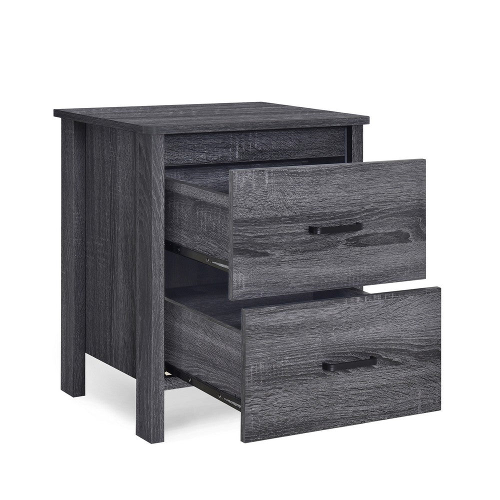 Nightstand Dresser, 2 Storage Drawers, 23 Inch, Modern Dark Gray -BM335277