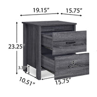 Nightstand Dresser, 2 Storage Drawers, 23 Inch, Modern Dark Gray -BM335277