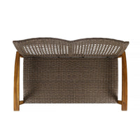 Bops Outdoor Loveseat, Natural Brown Acacia Wood, 52 Inch, Gray Wicker -BM335278