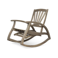 Rizz Outdoor Reclining Rocking Chair, Retractable Footrest, Brown Wood -BM335282