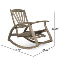 Rizz Outdoor Reclining Rocking Chair, Retractable Footrest, Brown Wood -BM335282