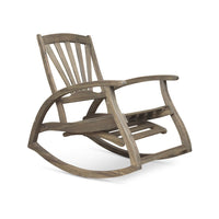 Rizz Outdoor Reclining Rocking Chair, Retractable Footrest, Brown Wood -BM335282