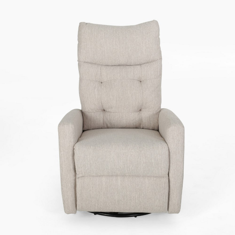 Manual Recliner Chair, Glider and Swivel Mechanism, Beige Fabric -BM335283