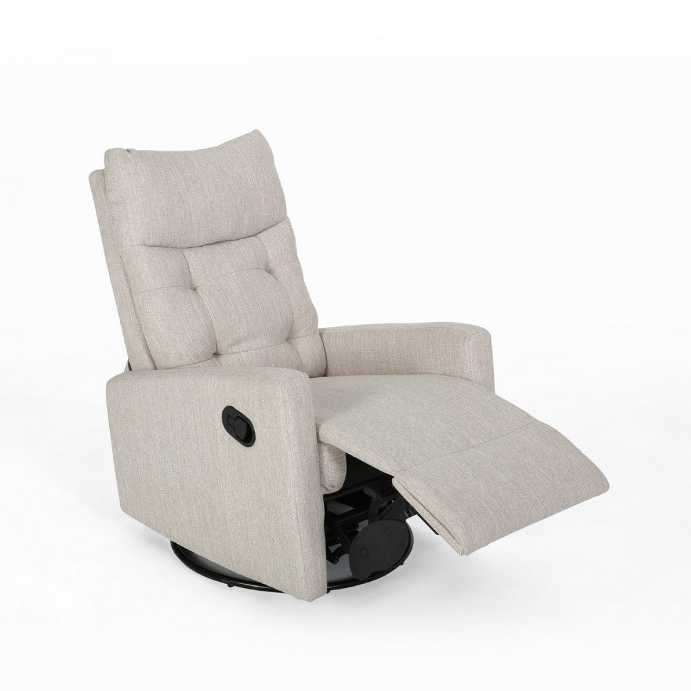 Manual Recliner Chair, Glider and Swivel Mechanism, Beige Fabric -BM335283
