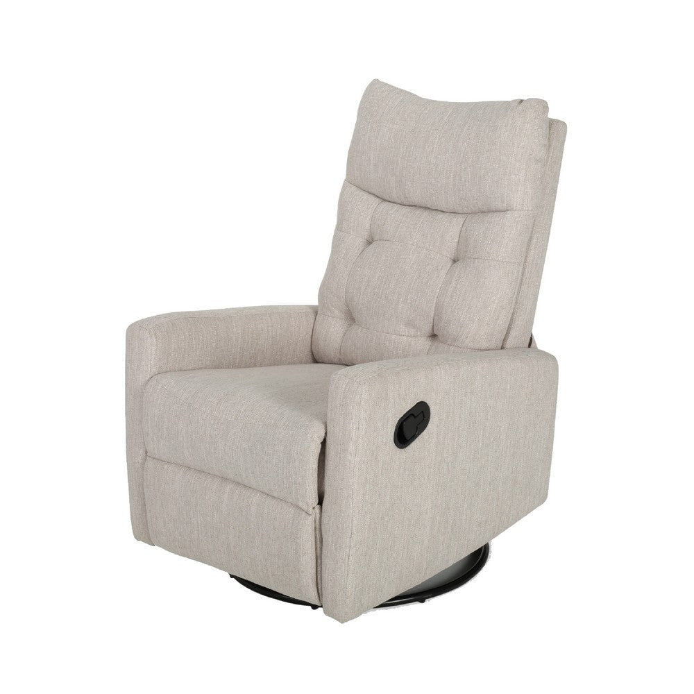 Manual Recliner Chair, Glider and Swivel Mechanism, Beige Fabric -BM335283