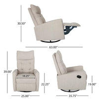 Manual Recliner Chair, Glider and Swivel Mechanism, Beige Fabric -BM335283