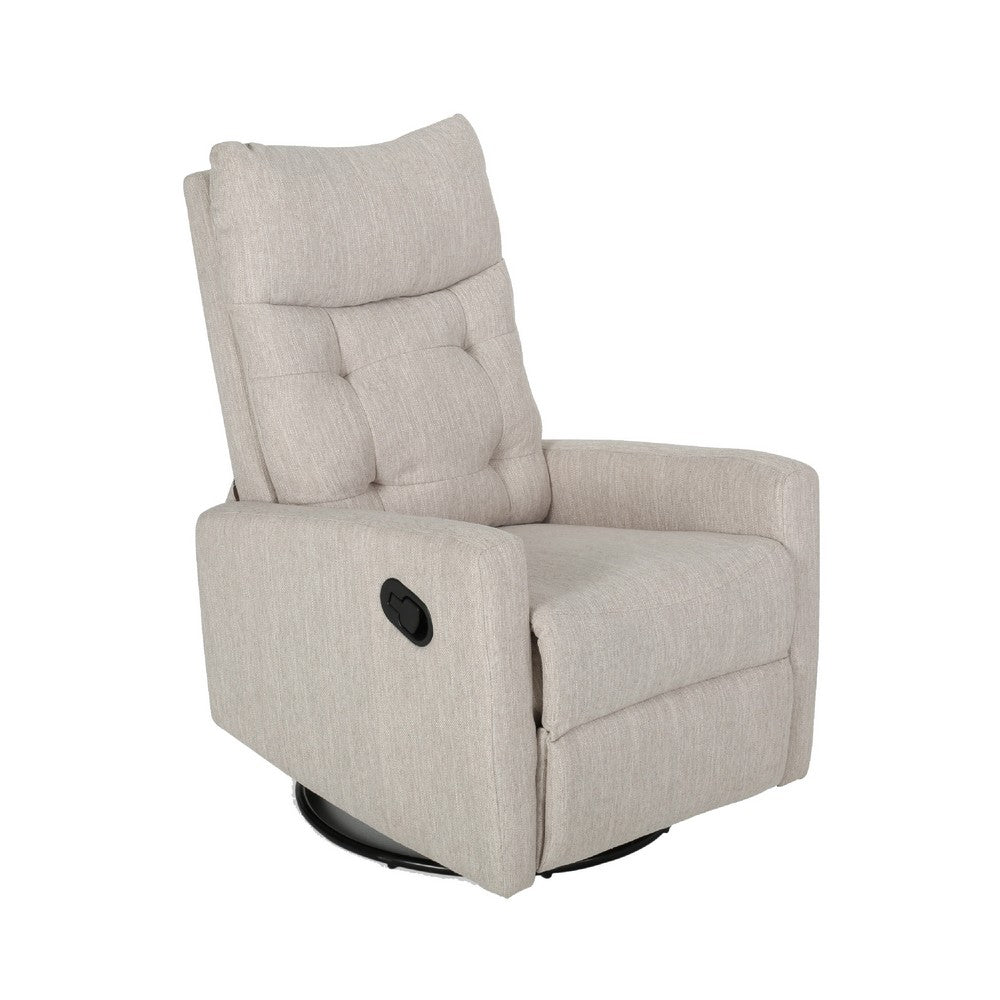 Manual Recliner Chair, Glider and Swivel Mechanism, Beige Fabric -BM335283