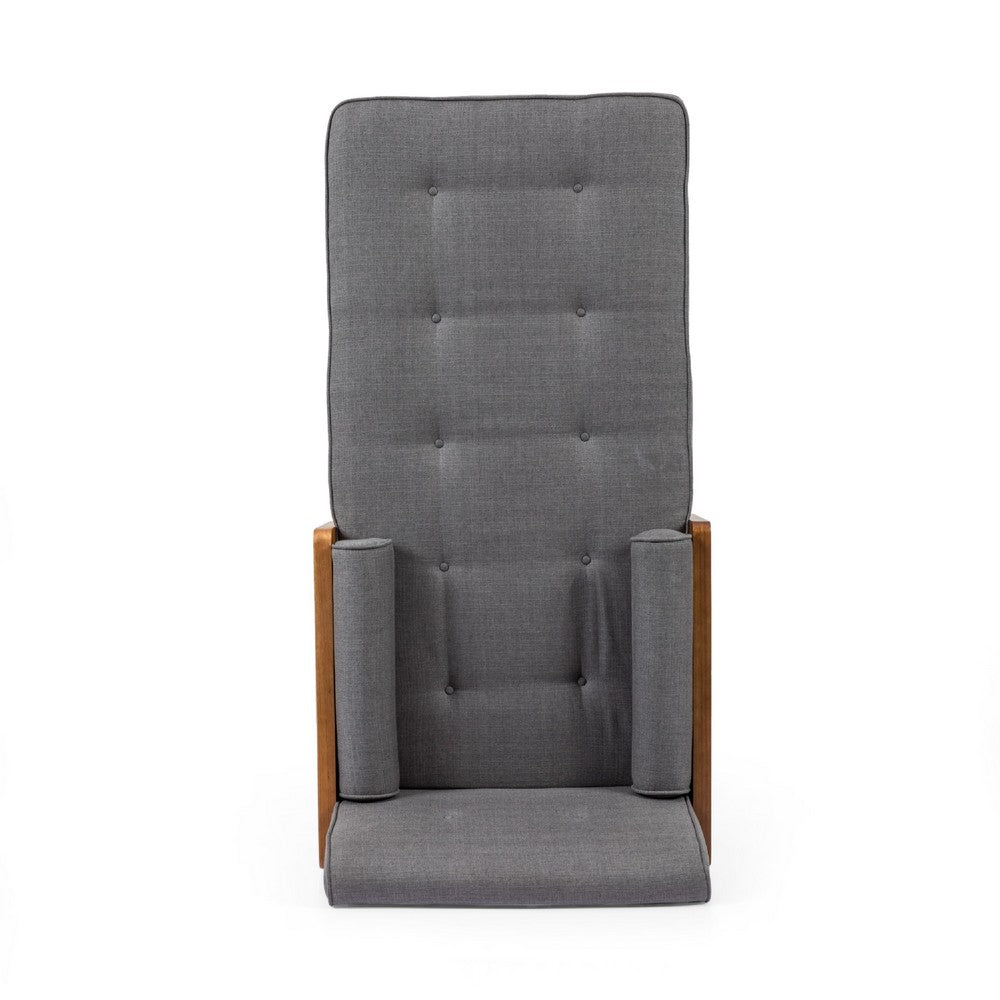 Javie Chaise Lounger, Splayed Rubberwood Legs, Button Tufted Gray -BM335290