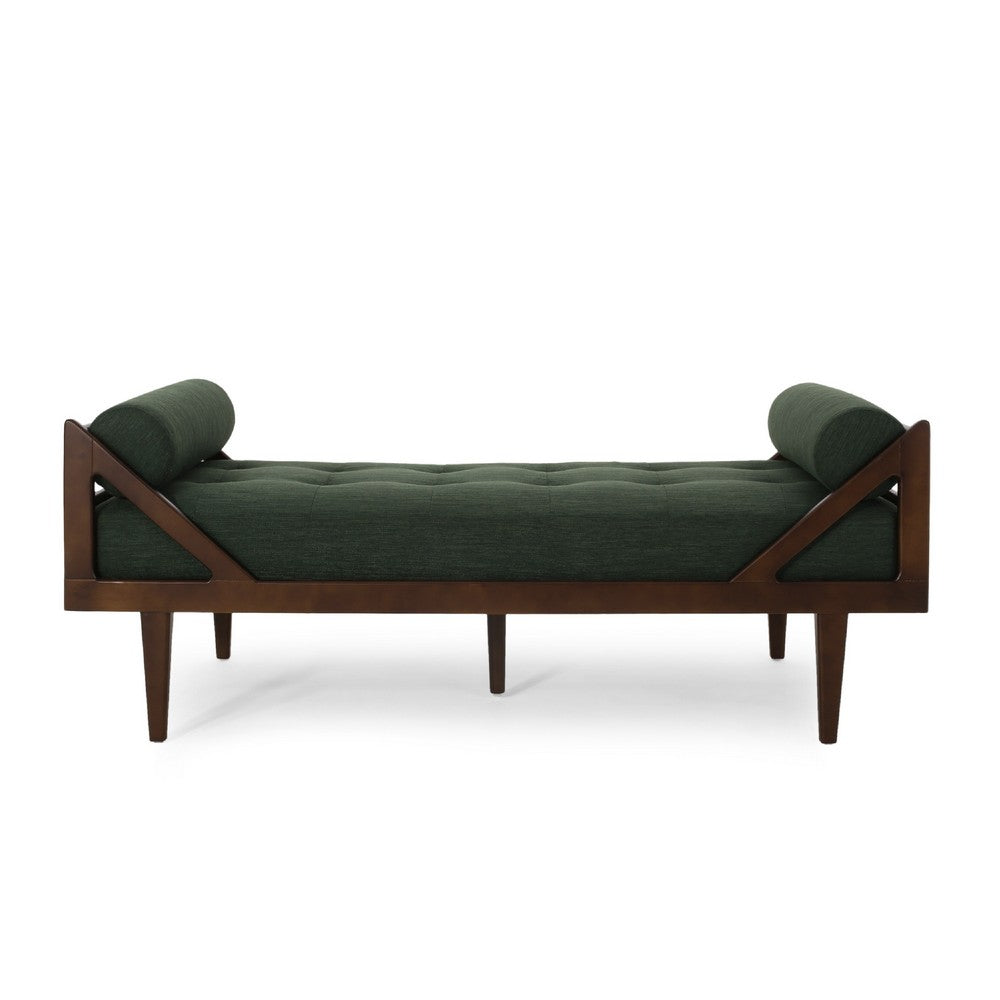 Henry Chaise Lounger with 2 Rolled Bolster Pillows, Blackish Green -BM335294