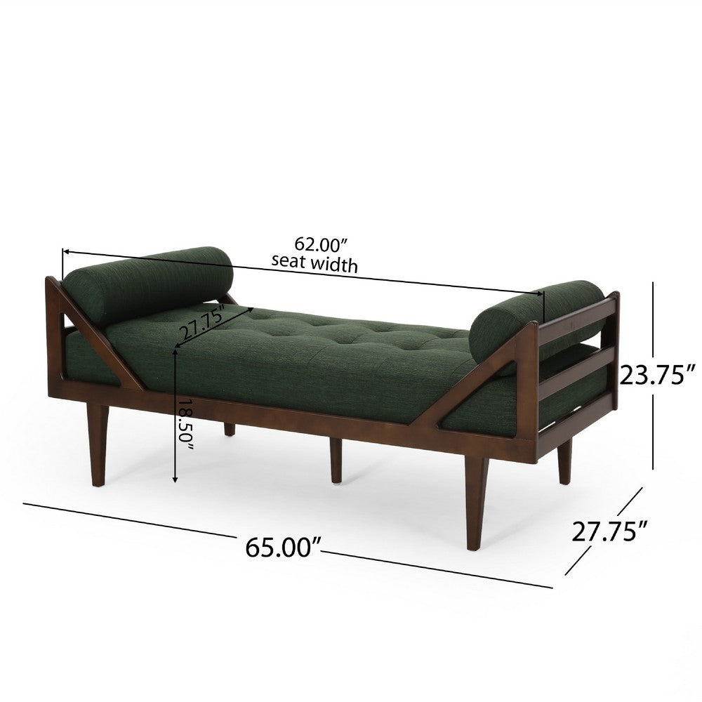 Henry Chaise Lounger with 2 Rolled Bolster Pillows, Blackish Green -BM335294