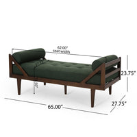 Henry Chaise Lounger with 2 Rolled Bolster Pillows, Blackish Green -BM335294