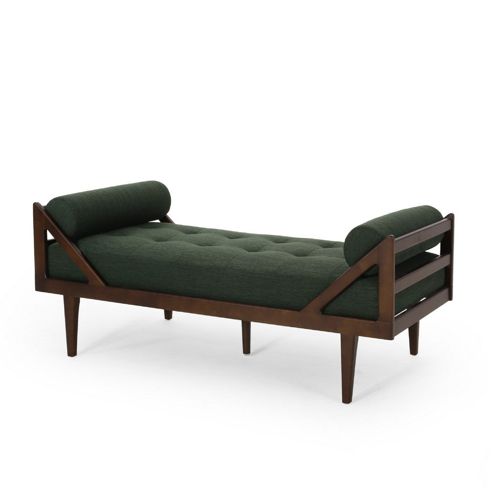 Henry Chaise Lounger with 2 Rolled Bolster Pillows, Blackish Green -BM335294