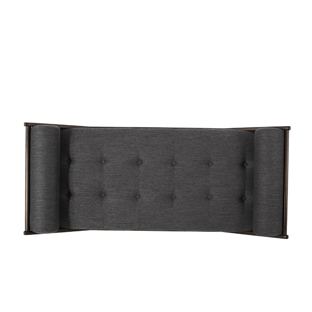 Henry Chaise Lounger, 2 Rolled Bolster Pillows, Charcoal Waffle Stitch -BM335295