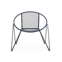Jolie Patio Chair Set of 2, Open Weave Seat, Navy Blue Rounded Iron -BM335305