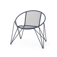 Jolie Patio Chair Set of 2, Open Weave Seat, Navy Blue Rounded Iron -BM335305