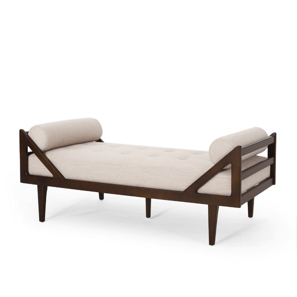 Henry Chaise Lounger with 2 Rolled Bolster Pillows Beige Waffle Stitch -BM335307