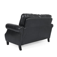Zika Loveseat, Nailhead Trim, Solid Wood, Black Faux Leather, 59 Inch -BM335310