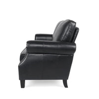 Zika Loveseat, Nailhead Trim, Solid Wood, Black Faux Leather, 59 Inch -BM335310