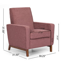 Zoya Club Accent Chair with Modern Silhouette, Rubberwood, Rose Pink -BM335314