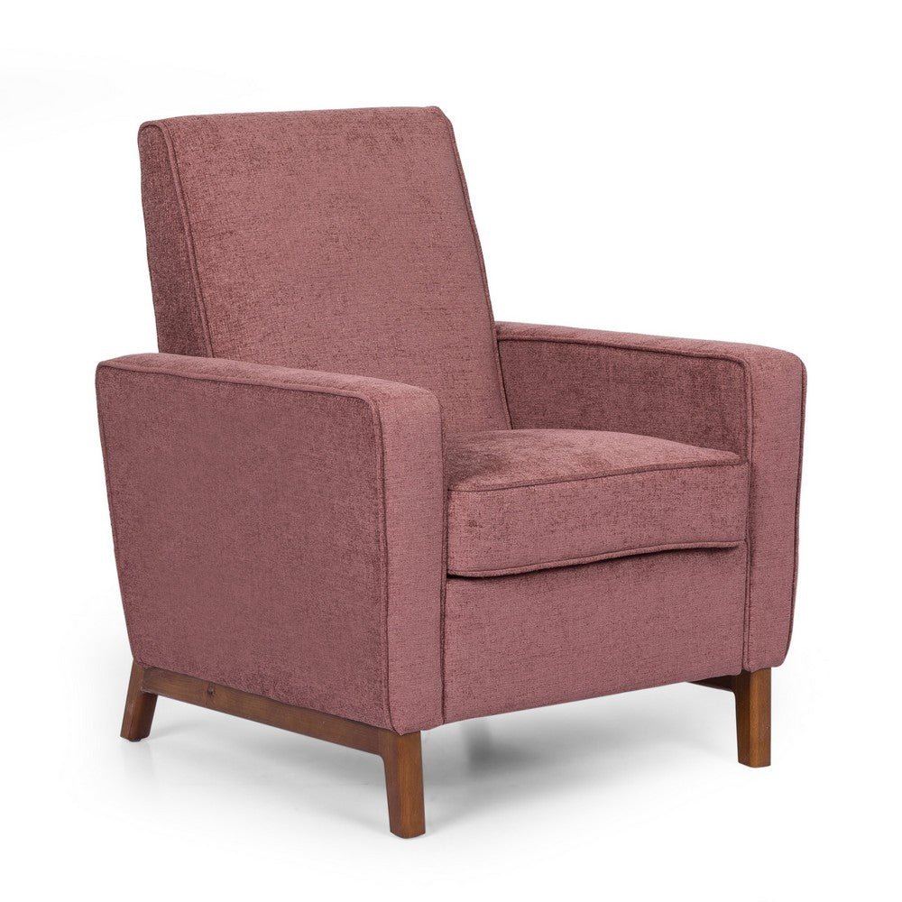 Zoya Club Accent Chair with Modern Silhouette, Rubberwood, Rose Pink -BM335314