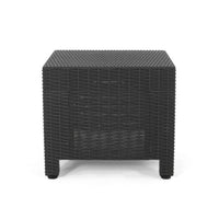 Michael Outdoor Square Accent Table, Dark Gray Faux Wicker 20 Inch -BM335316