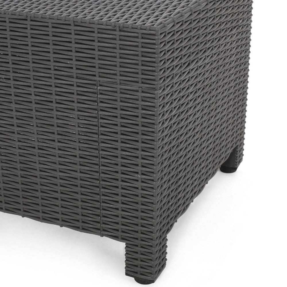 Michael Outdoor Square Accent Table, Dark Gray Faux Wicker 20 Inch -BM335316