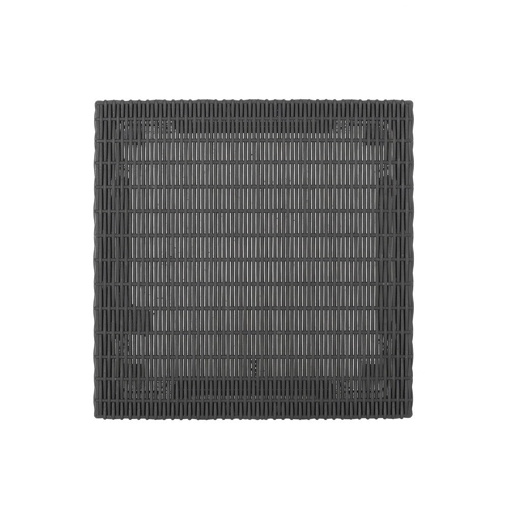 Michael Outdoor Square Accent Table, Dark Gray Faux Wicker 20 Inch -BM335316