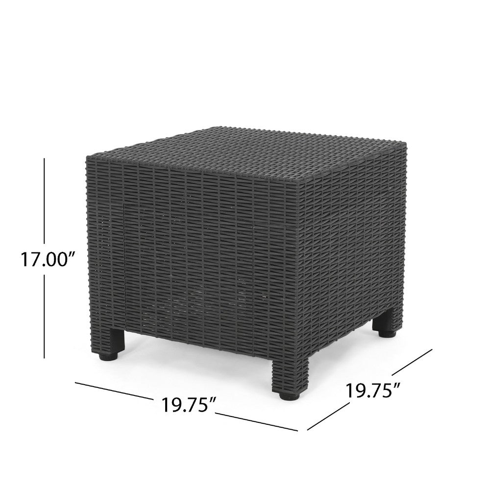 Michael Outdoor Square Accent Table, Dark Gray Faux Wicker 20 Inch -BM335316