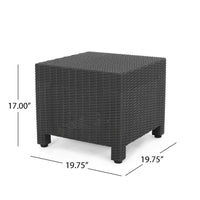 Michael Outdoor Square Accent Table, Dark Gray Faux Wicker 20 Inch -BM335316
