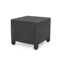 Michael Outdoor Square Accent Table, Dark Gray Faux Wicker 20 Inch -BM335316