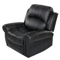 Manual Glider Recliner Chair, Nailhead Trim, Plush Black Faux Leather -BM335317