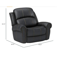 Manual Glider Recliner Chair, Nailhead Trim, Plush Black Faux Leather -BM335317