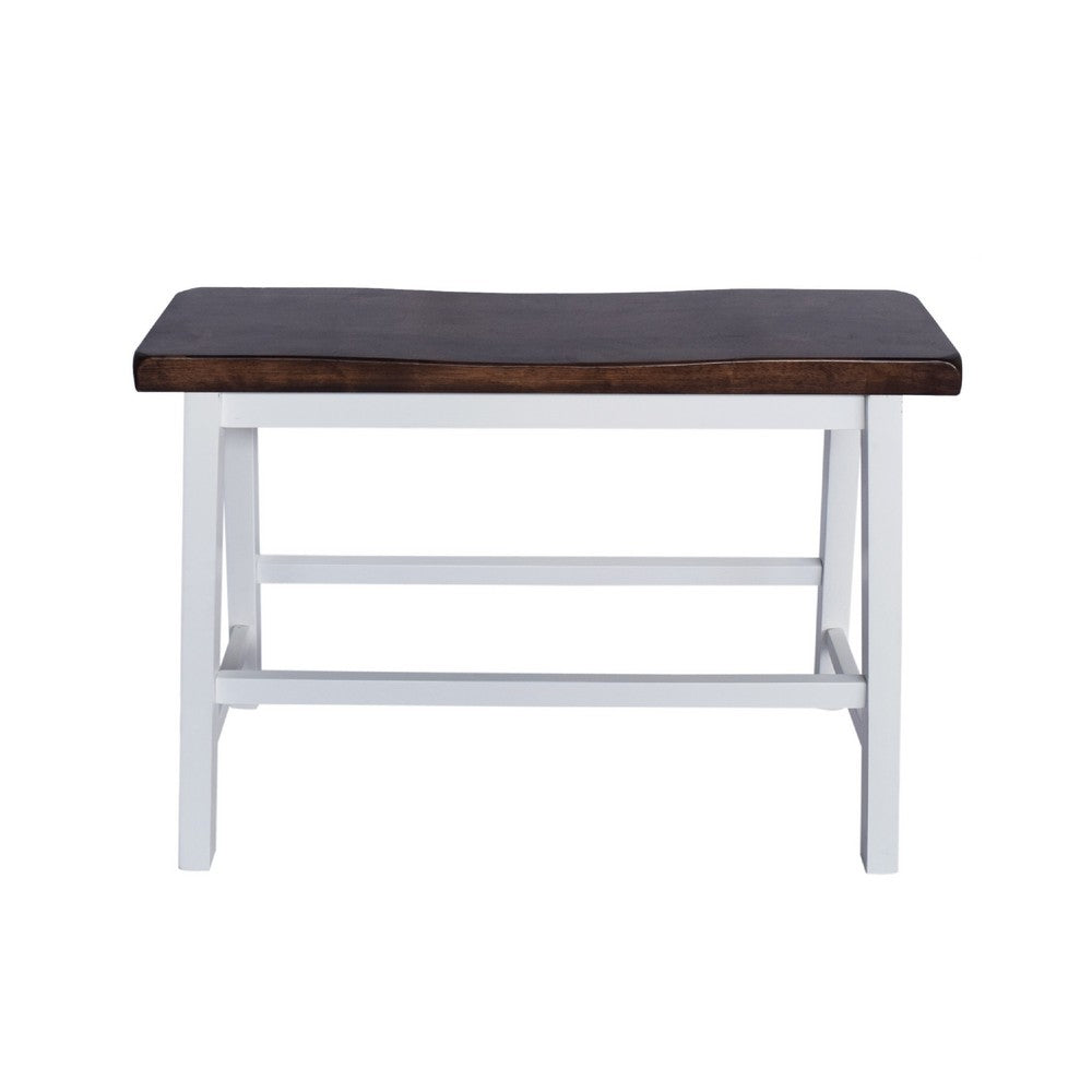 3pc Counter Height Dining Table Set with Saddle Stools, White Brown -BM335318