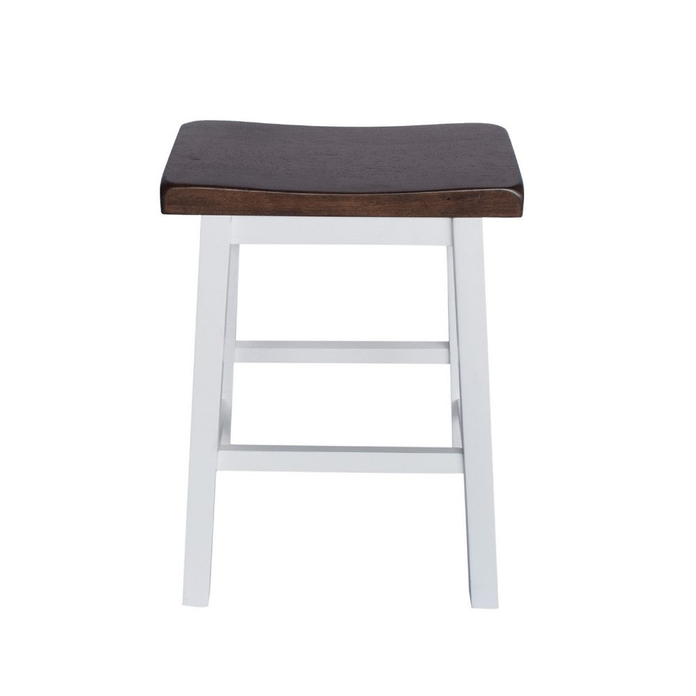3pc Counter Height Dining Table Set with Saddle Stools, White Brown -BM335318