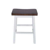 3pc Counter Height Dining Table Set with Saddle Stools, White Brown -BM335318