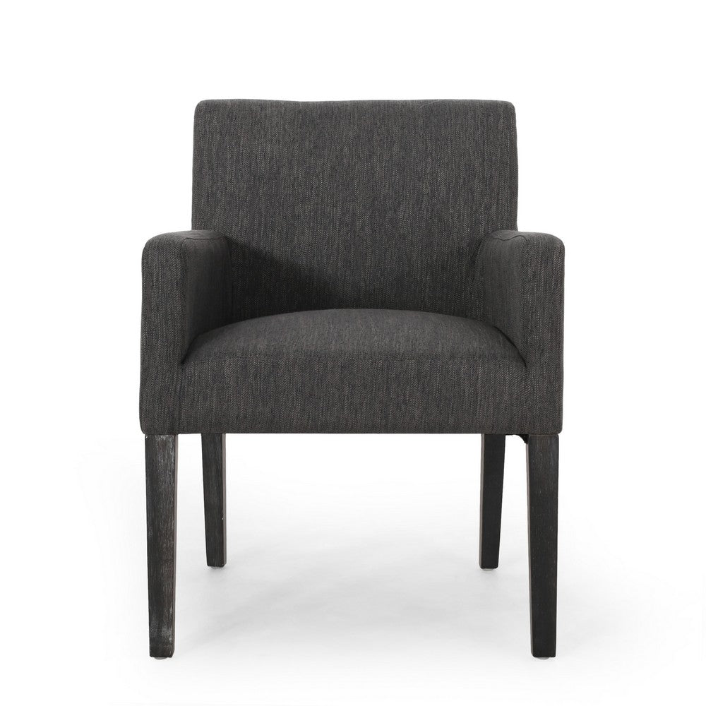 Accent Armchair, Modern Track Arms, Charcoal Gray Textured Fabric -BM335319
