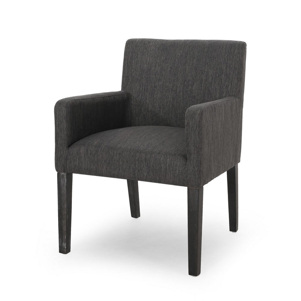 Accent Armchair, Modern Track Arms, Charcoal Gray Textured Fabric -BM335319